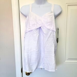 NWT Simply Vera Vera Wang Bright White Sleeveless V Neck Gauzy Tank Top Size M